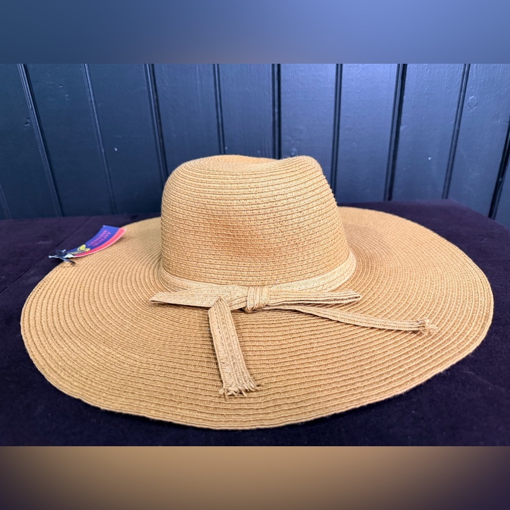 Chic Paper Straw Tan Wide-Brim Hat New